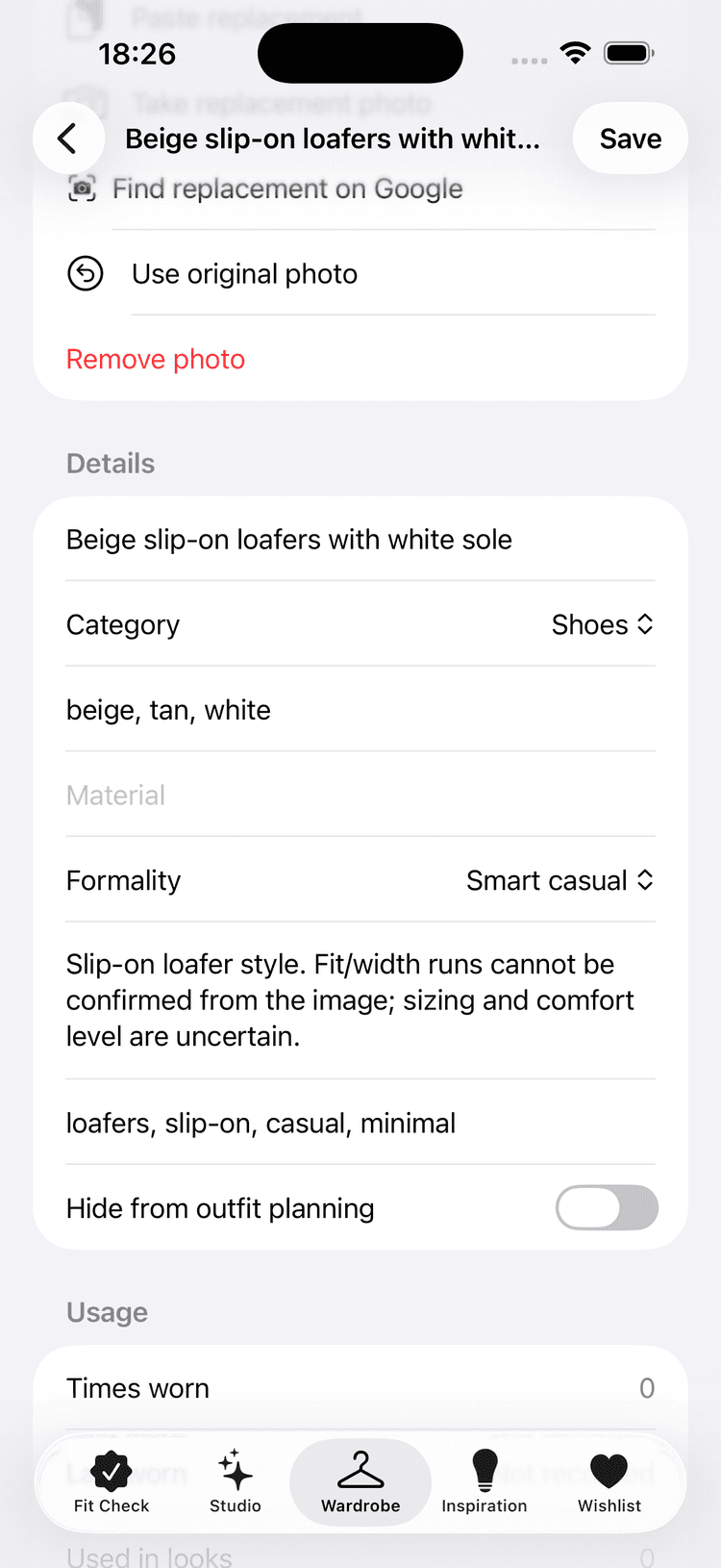 Item detail screenshot